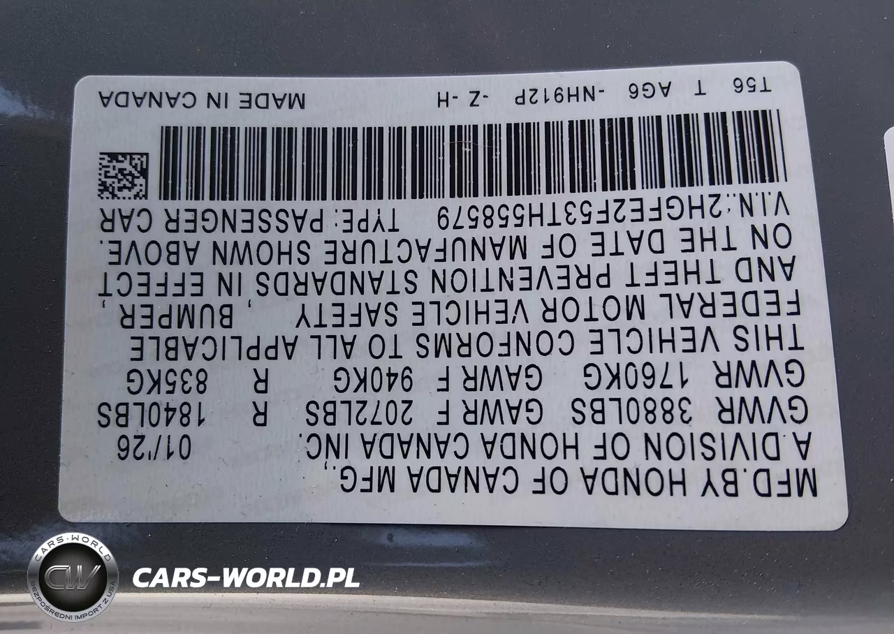 2026 Honda Civic Sport VIN:2HGFE2F53TH558579 - 9