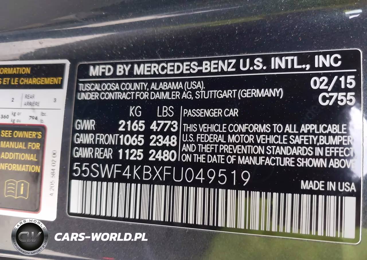 2015 Mercedes-Benz C 300 4Matic VIN:55SWF4KBXFU049519 - 9