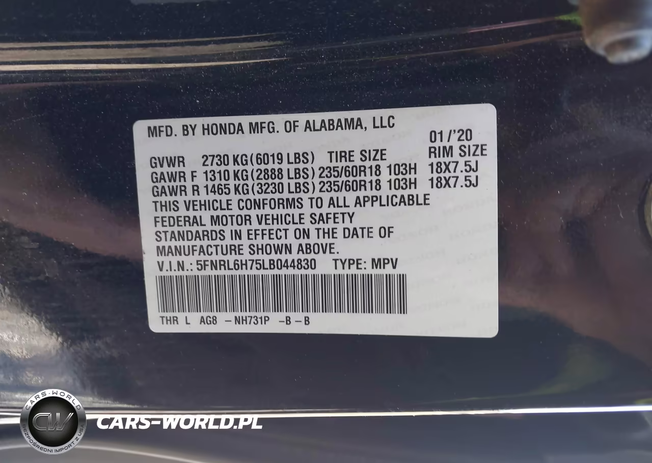 2020 Honda Odyssey Ex-L-Ex-L W-Navi Res VIN:5FNRL6H75LB044830 - 9