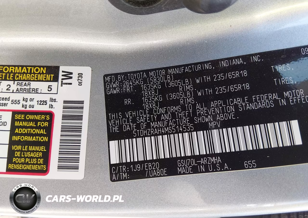 2021 Toyota Highlander Xle VIN:5TDHZRAH4MS514535 - 9