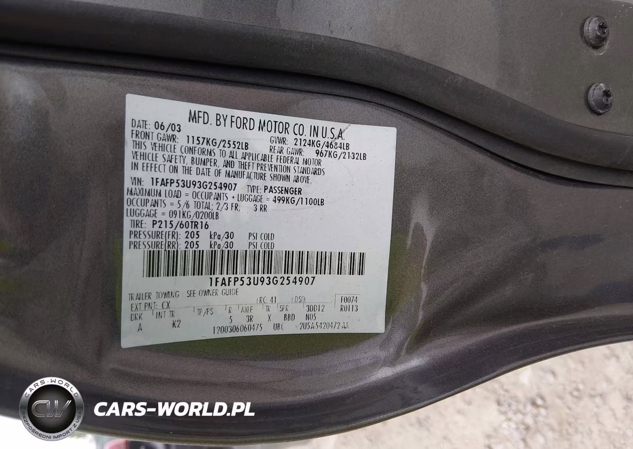 2003 Ford Taurus Se VIN:1FAFP53U93G254907 - 9