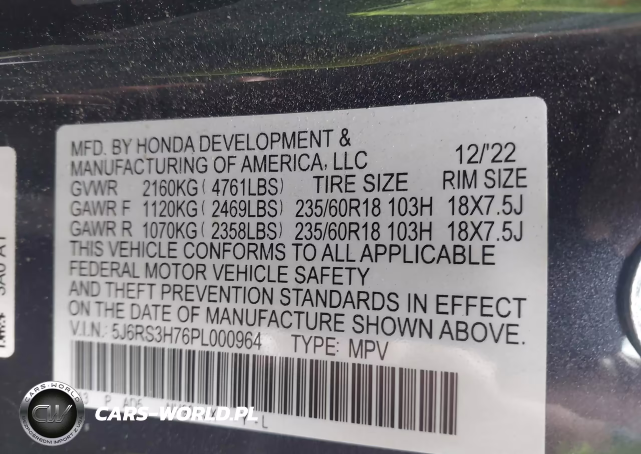 2023 Honda Cr-V Ex-L 2Wd VIN:5J6RS3H76PL000964 - 9