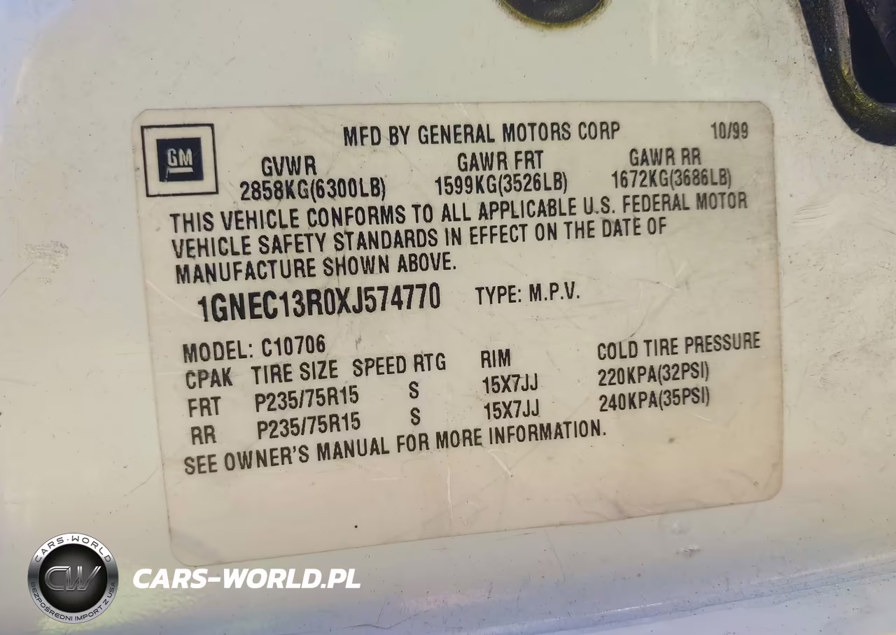 1999 Chevrolet Tahoe Lt VIN:1GNEC13R0XJ574770 - 9