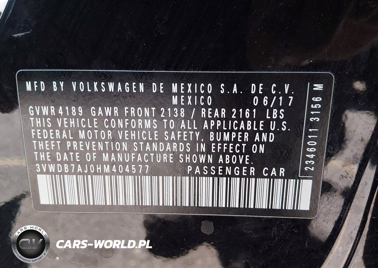 2017 Volkswagen Jetta 1.4T Se VIN:3VWDB7AJ0HM404577 - 9