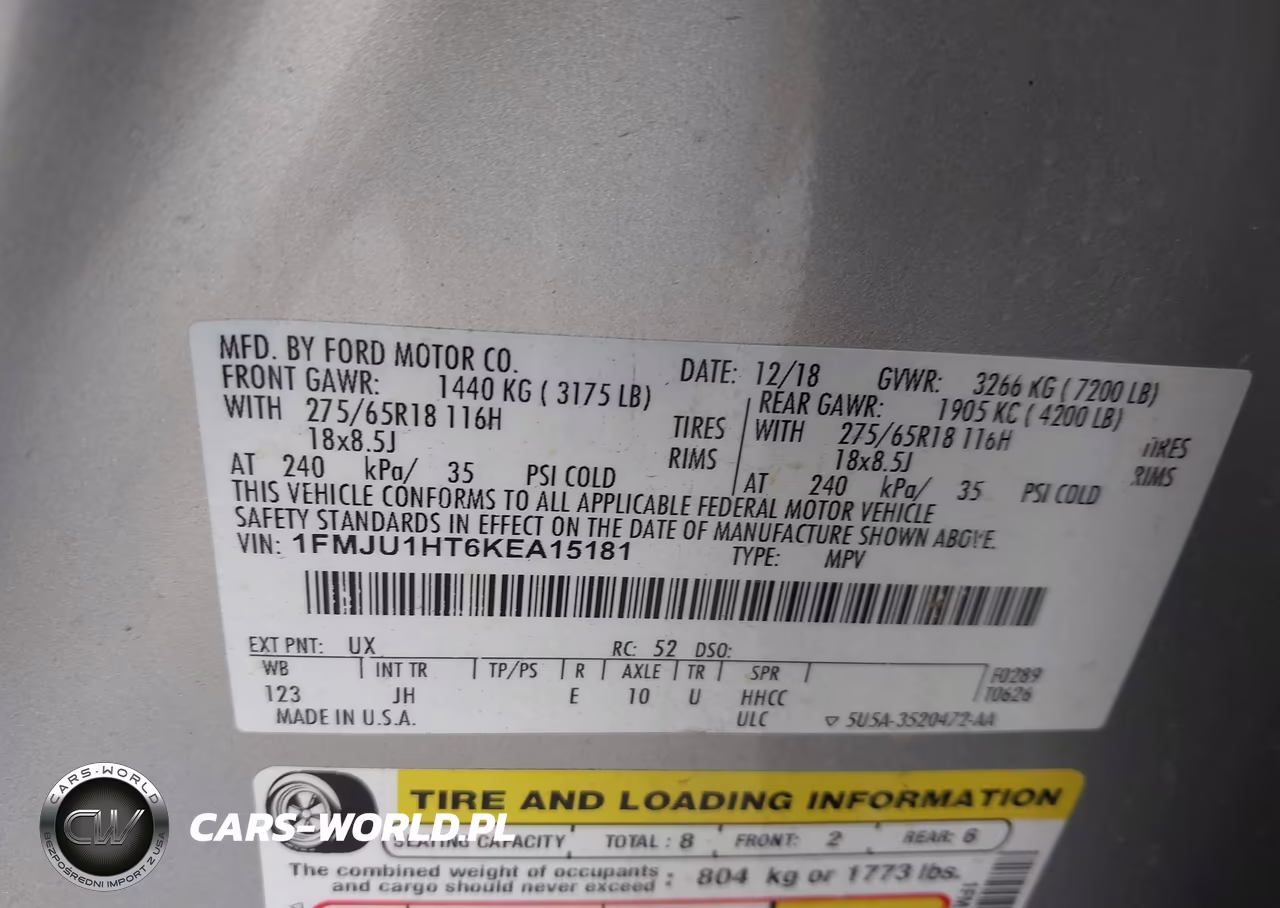 2019 Ford Expedition Xlt VIN:1FMJU1HT6KEA15181 - 9