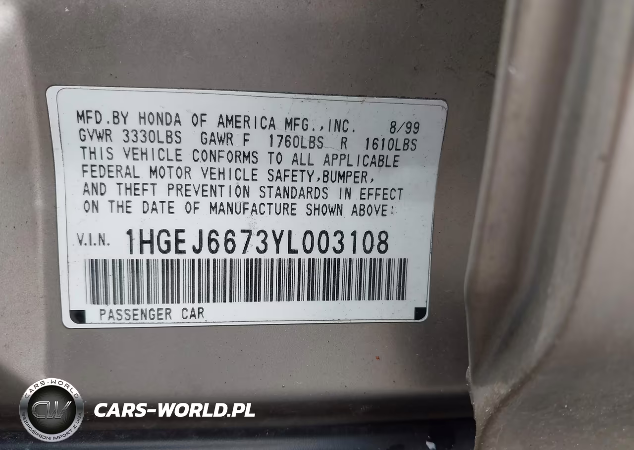 2000 Honda Civic Lx VIN:1HGEJ6673YL003108 - 9