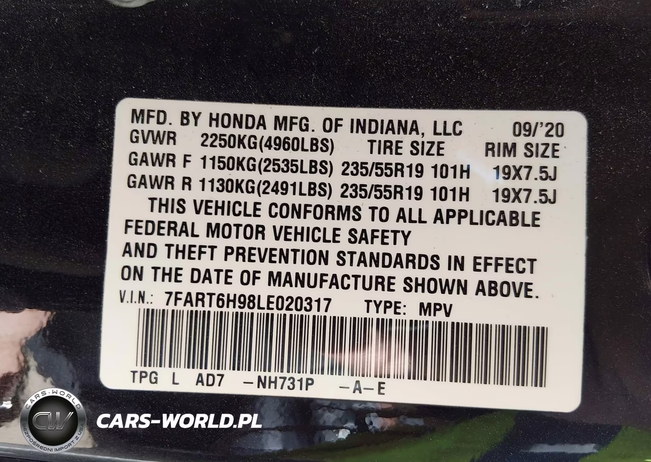 2020 Honda Cr-V Hybrid Touring VIN:7FART6H98LE020317 - 9