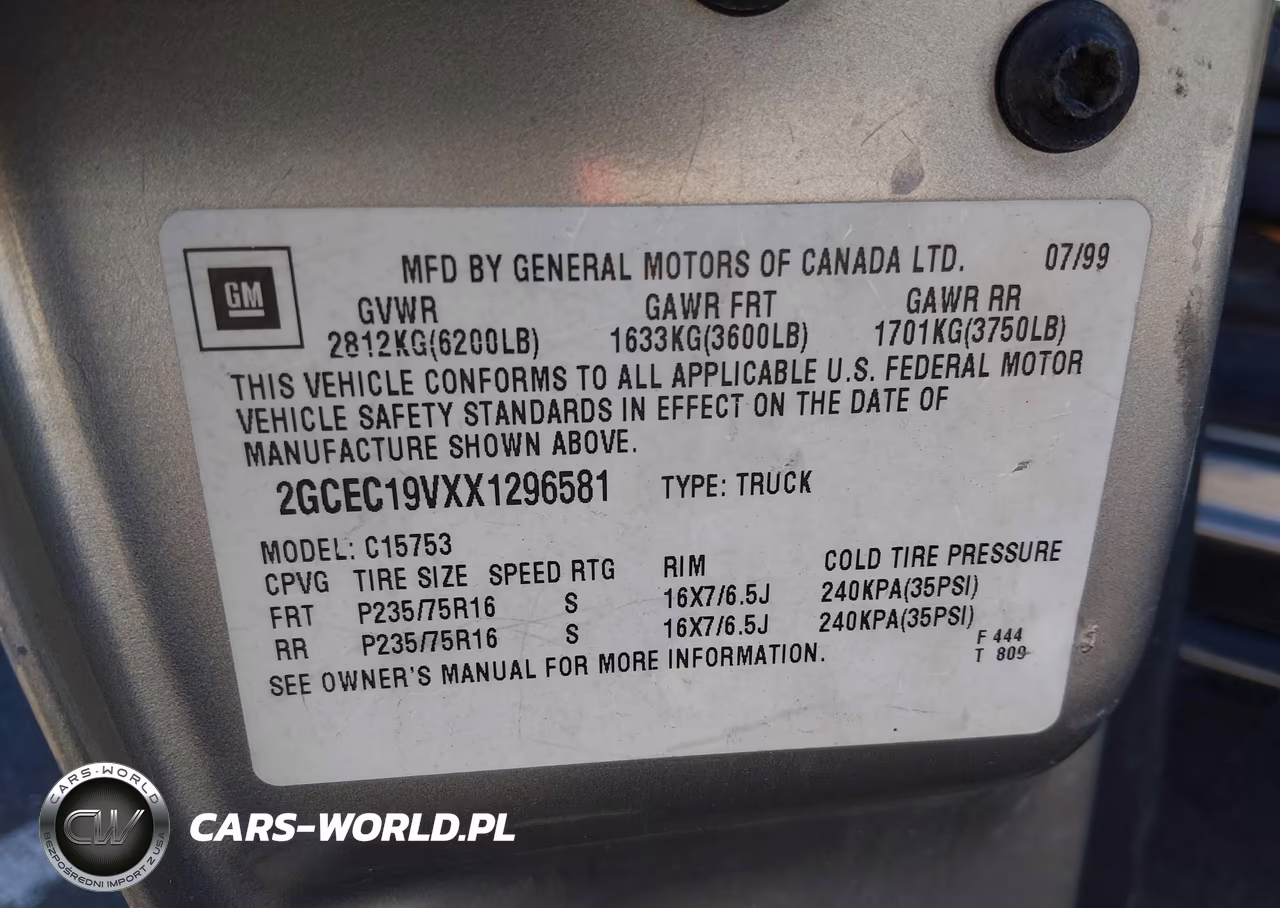 1999 Chevrolet Silverado 1500 VIN:2GCEC19VXX1296581 - 9