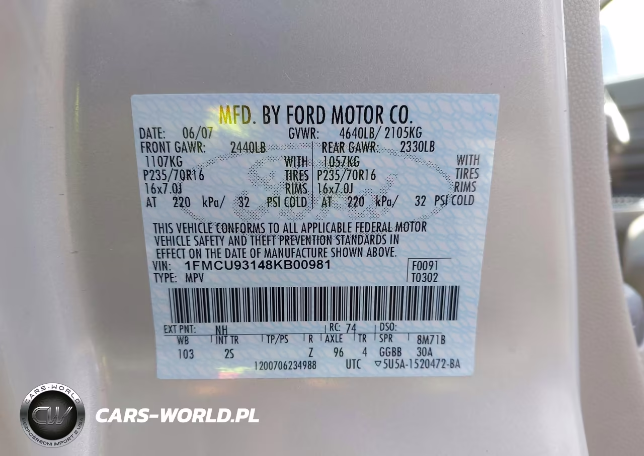 2008 Ford Escape Xlt VIN:1FMCU93148KB00981 - 9
