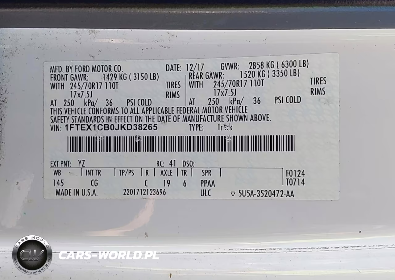 2018 Ford F-150 Xl VIN:1FTEX1CB0JKD38265 - 9