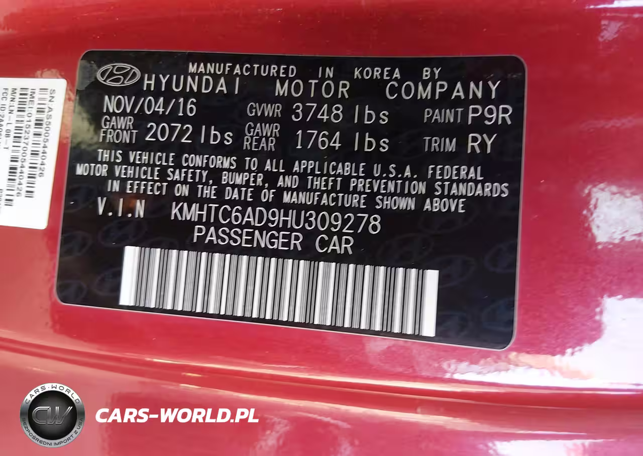 2017 Hyundai Veloster VIN:KMHTC6AD9HU309278 - 9