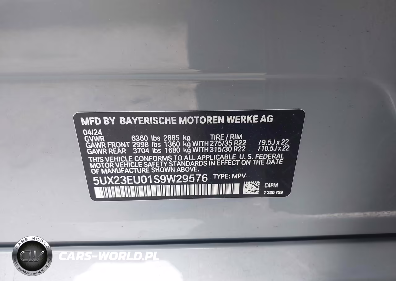 2025 BMW X5 xDrive40I VIN:5UX23EU01S9W29576 - 9