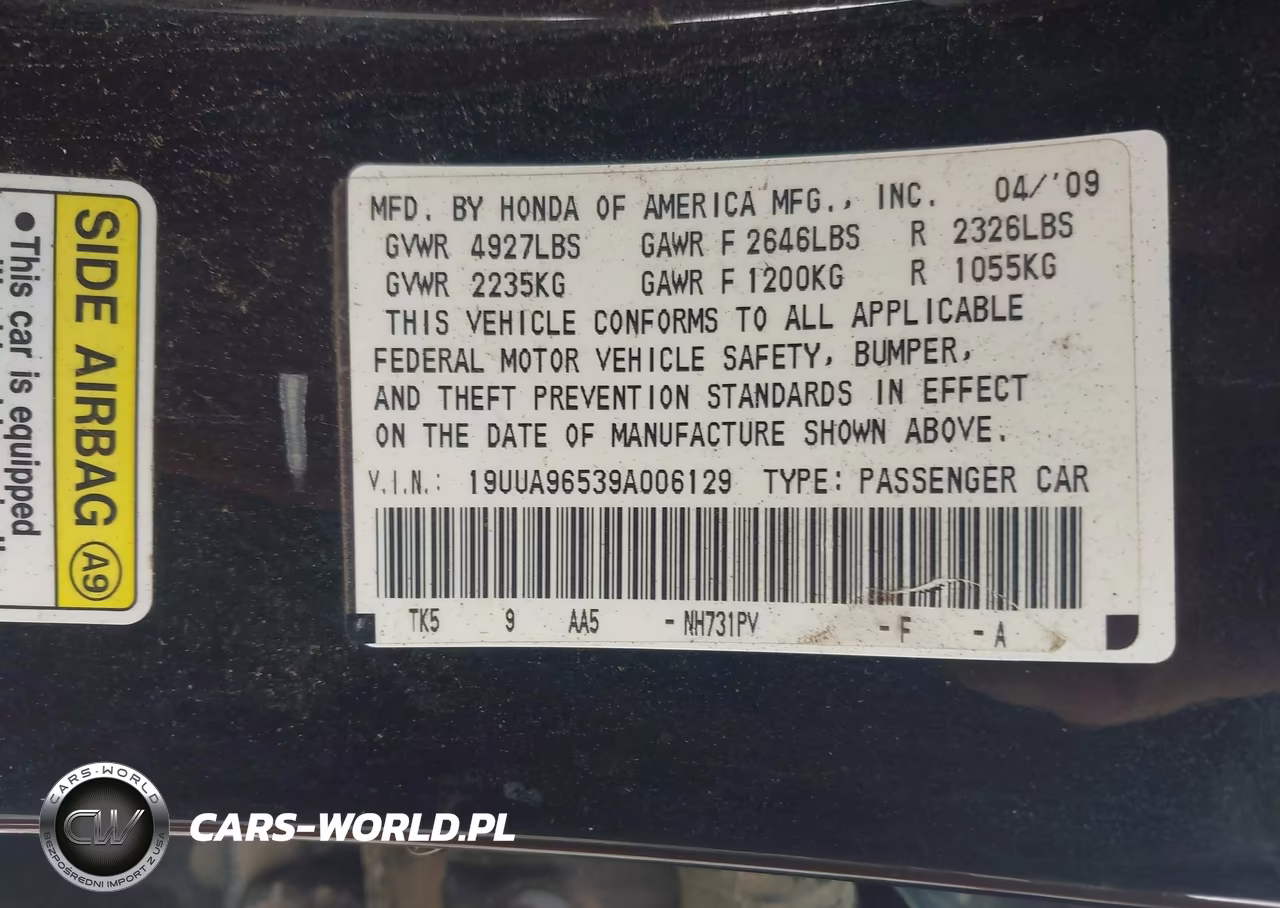 2009 Acura Tl 3.7 VIN:19UUA96539A006129 - 9