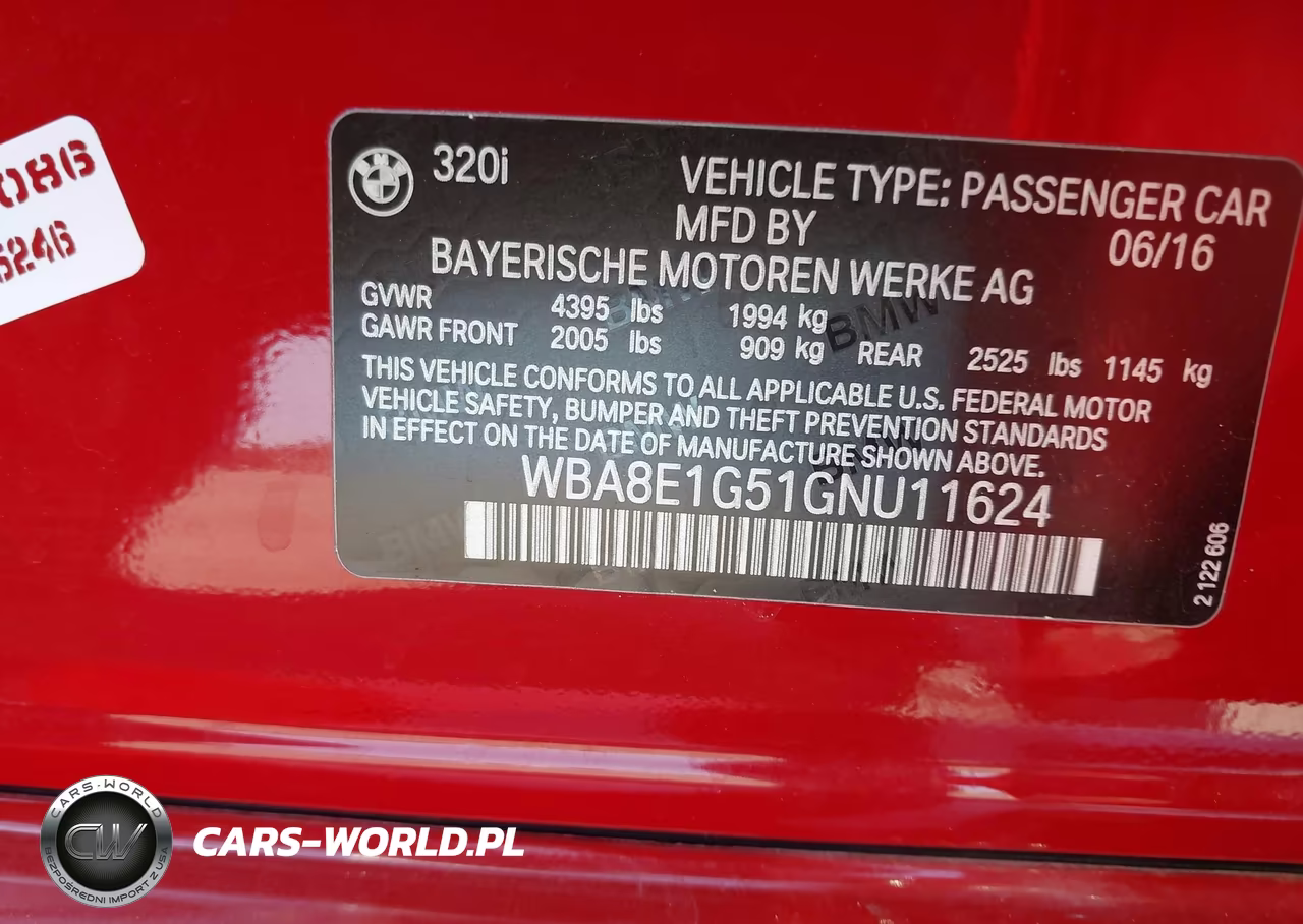 2016 BMW 320I VIN:WBA8E1G51GNU11624 - 9