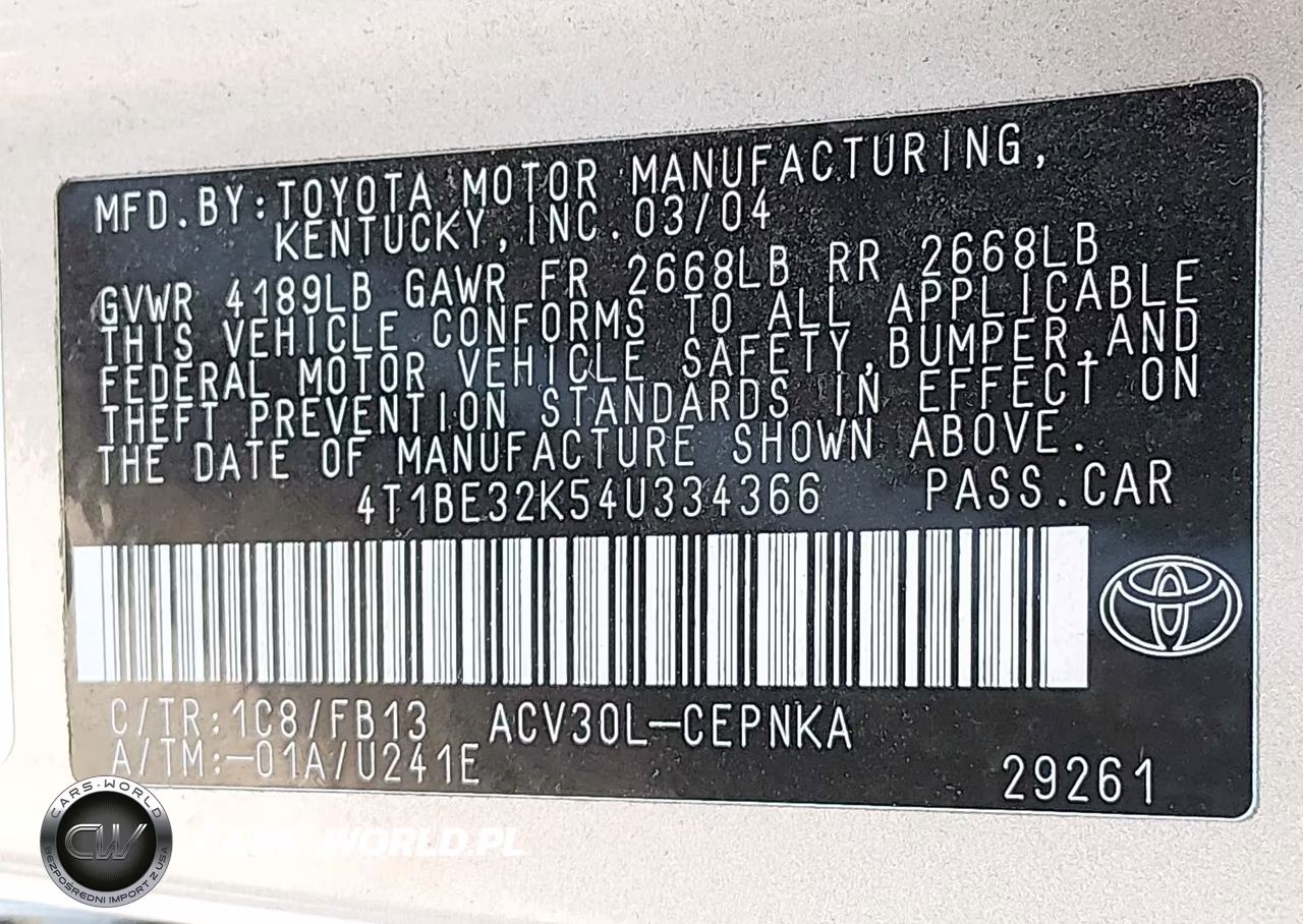 2004 Toyota Camry Le VIN:4T1BE32K54U334366 - 9