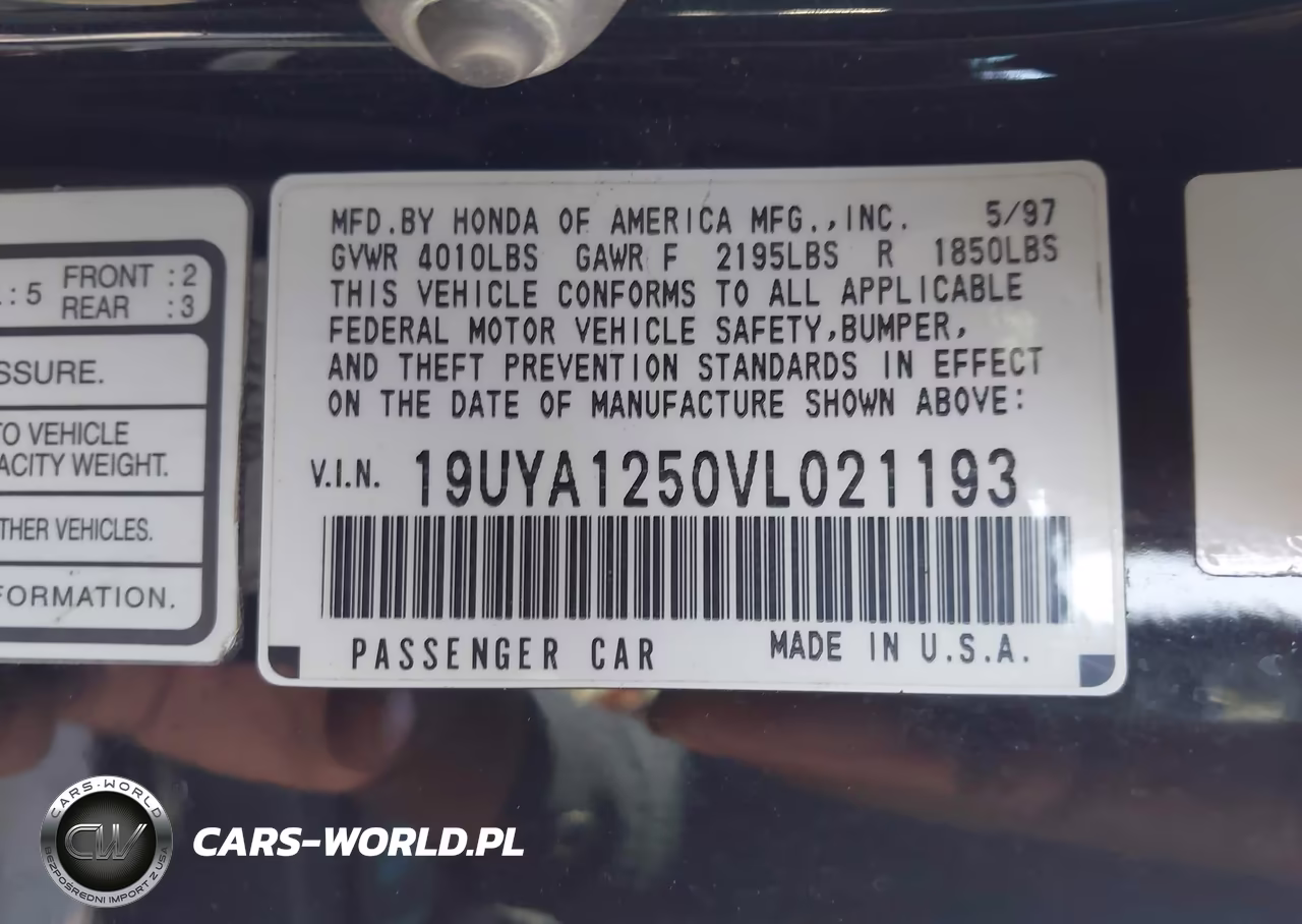1997 Acura Cl 2.2 VIN:19UYA1250VL021193 - 9