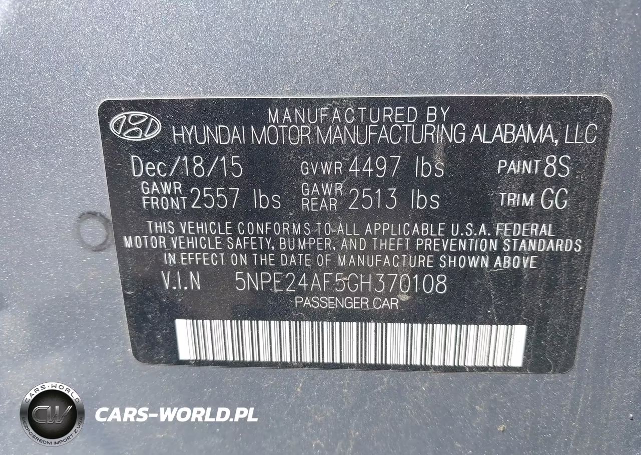 2016 Hyundai Sonata Se VIN:5NPE24AF5GH370108 - 9