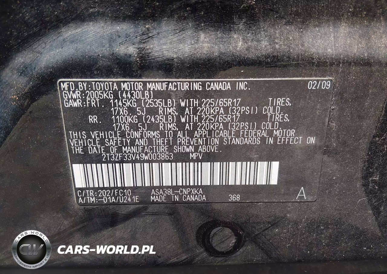 2009 Toyota Rav4 VIN:2T3ZF33V49W003863 - 9