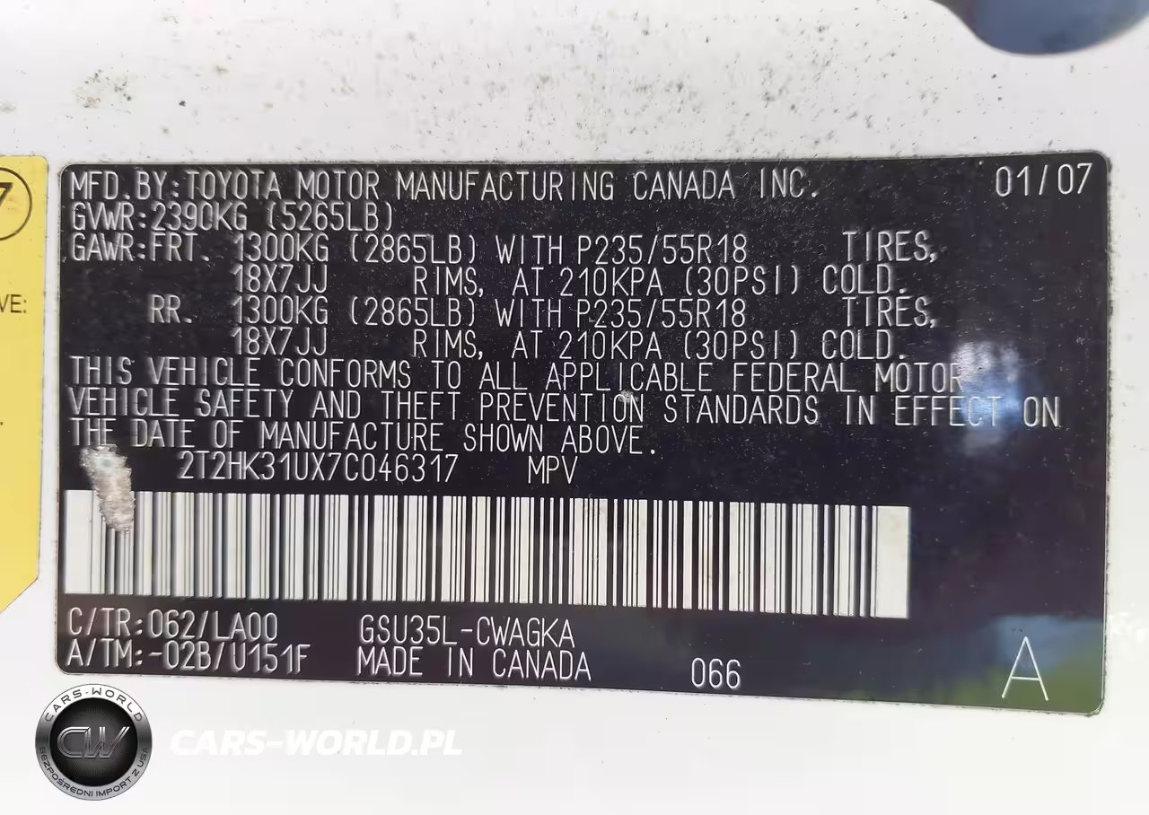 2007 Lexus Rx 350 VIN:2T2HK31UX7C046317 - 9