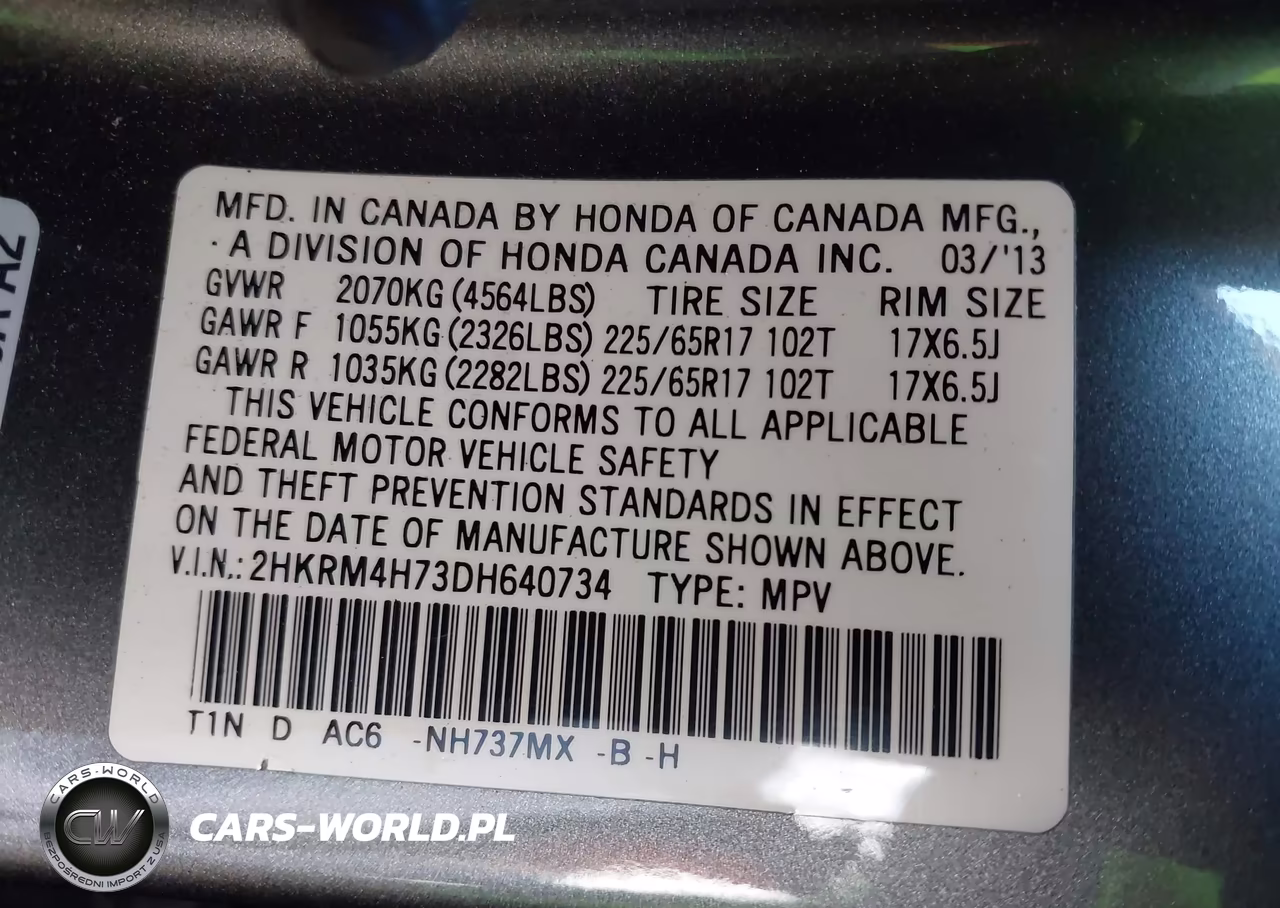 2013 Honda Cr-V Ex-L VIN:2HKRM4H73DH640734 - 9