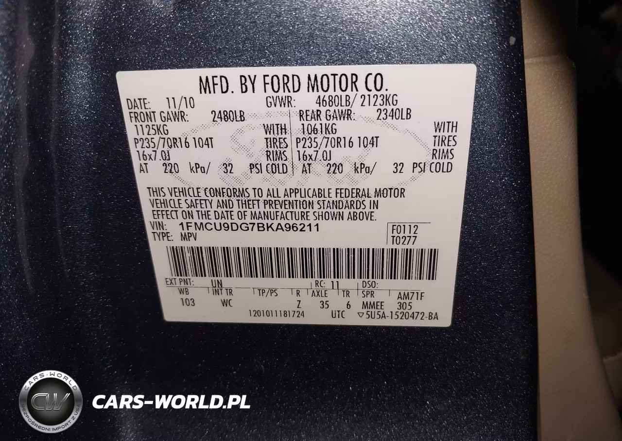 2011 Ford Escape Xlt VIN:1FMCU9DG7BKA96211 - 9