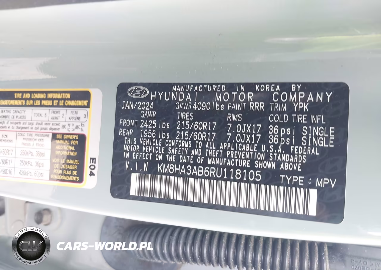 2024 Hyundai Kona Se VIN:KM8HA3AB6RU118105 - 9