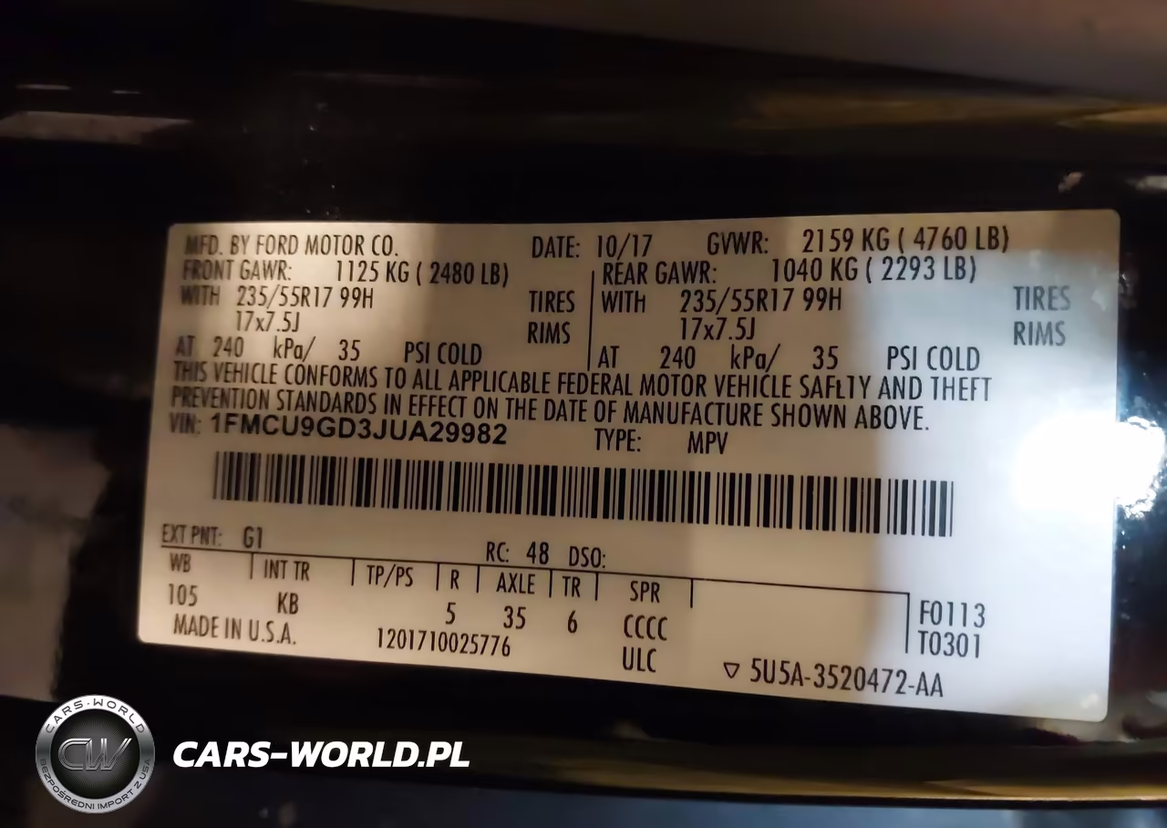 2018 Ford Escape Se VIN:1FMCU9GD3JUA29982 - 9