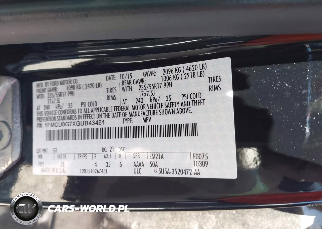 2016 Ford Escape Se VIN:1FMCU0G7XGUB43461 - 9