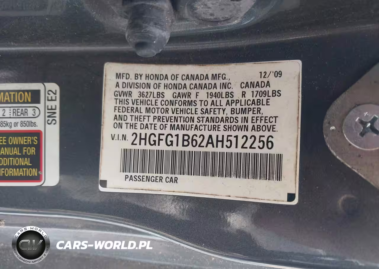 2010 Honda Civic Lx VIN:2HGFG1B62AH512256 - 9