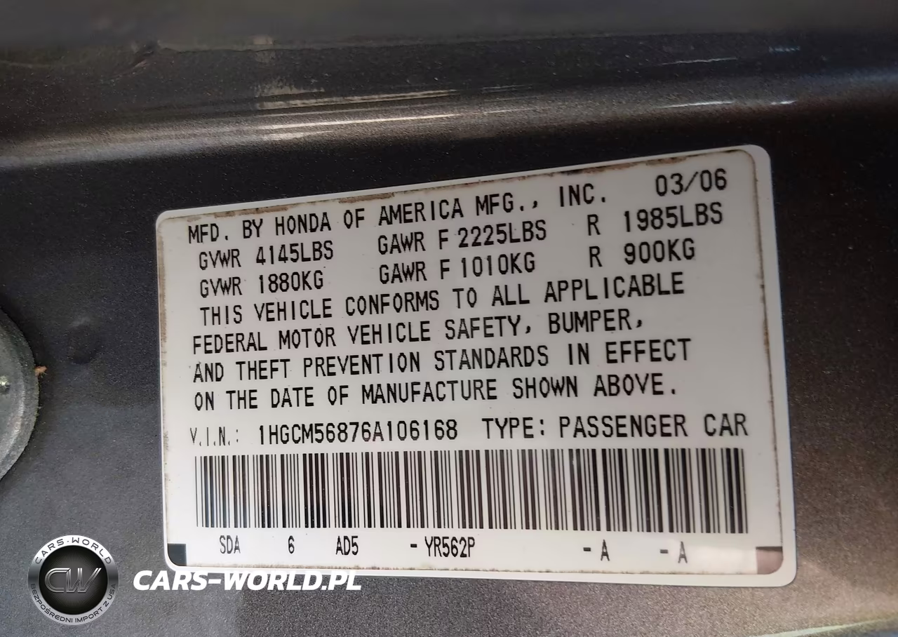 2006 Honda Accord 2.4 Ex VIN:1HGCM56876A106168 - 9