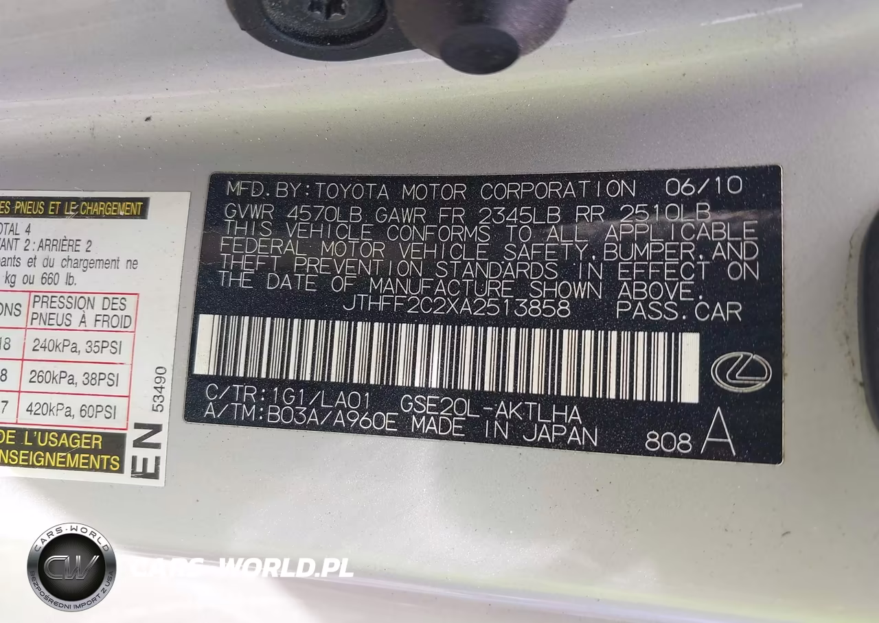 2010 Lexus Is 250C VIN:JTHFF2C2XA2513858 - 9