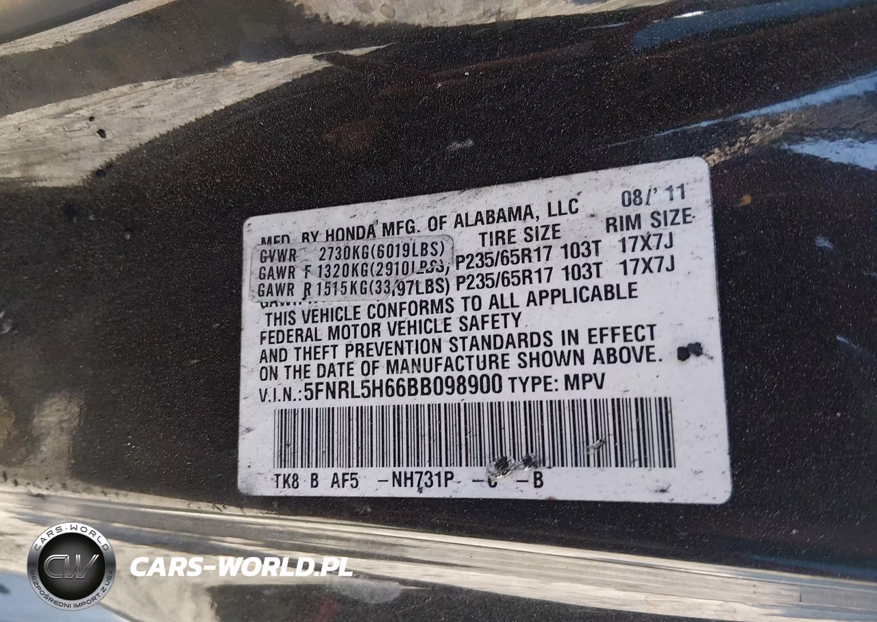 2011 Honda Odyssey Ex-L VIN:5FNRL5H66BB098900 - 9