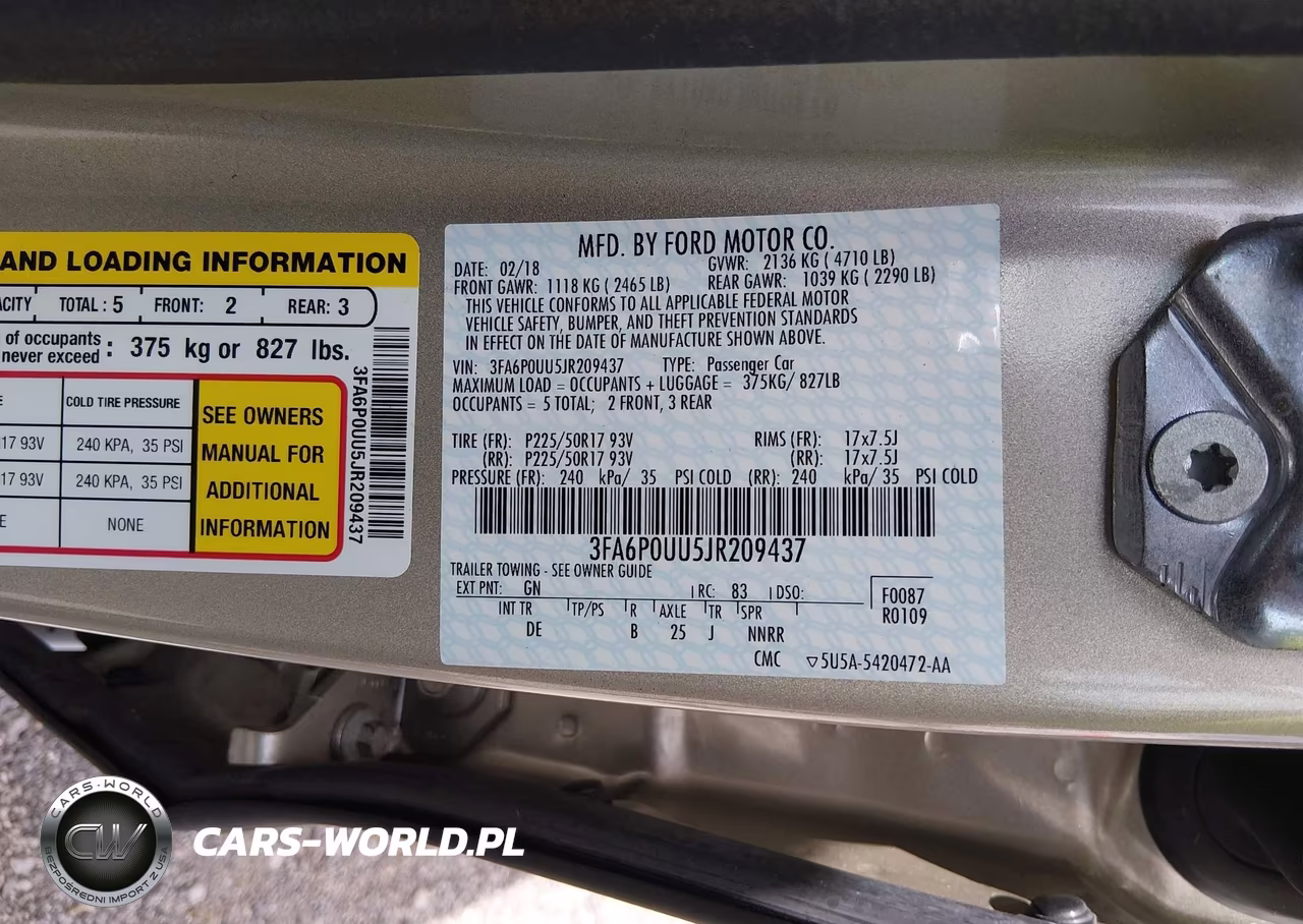 2018 Ford Fusion Hybrid S VIN:3FA6P0UU5JR209437 - 9