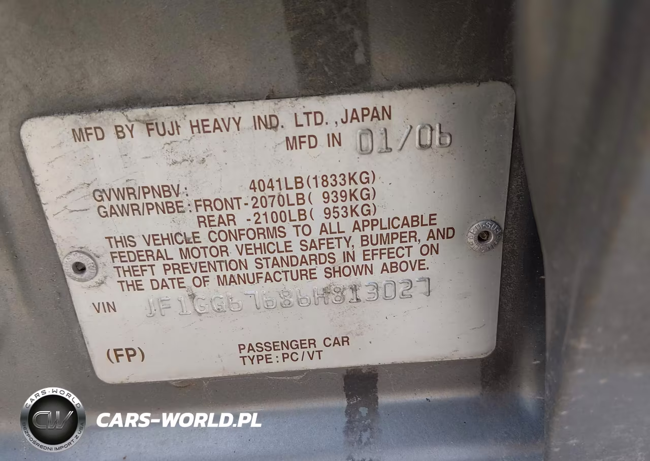 2006 Subaru Impreza 2.5I VIN:JF1GG67686H813027 - 9