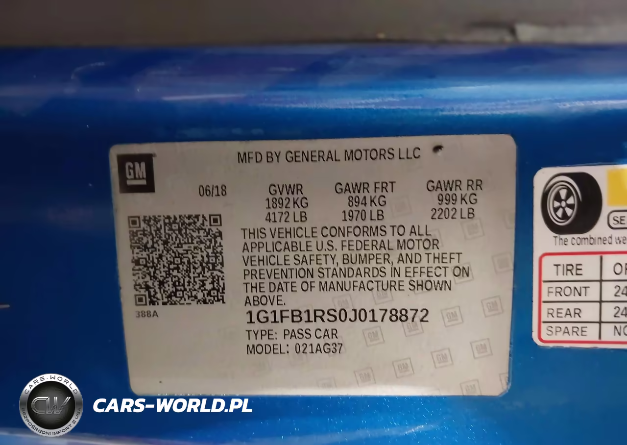 2018 Chevrolet Camaro 1Lt VIN:1G1FB1RS0J0178872 - 9