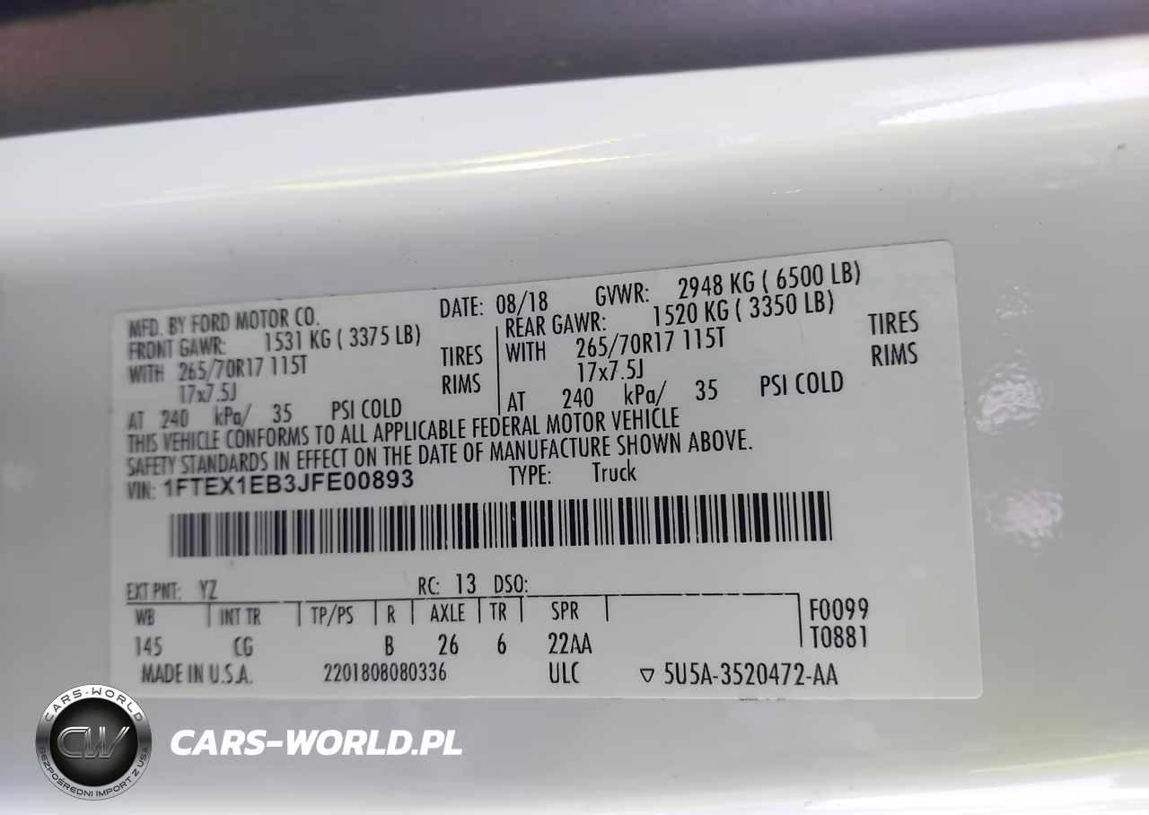 2018 Ford F-150 Xl VIN:1FTEX1EB3JFE00893 - 9