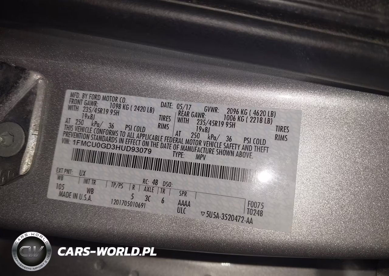 2017 Ford Escape Se VIN:1FMCU0GD3HUD93079 - 9