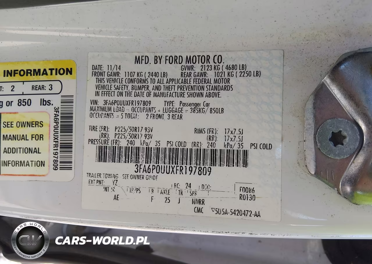 2015 Ford Fusion Hybrid S VIN:3FA6P0UUXFR197809 - 9