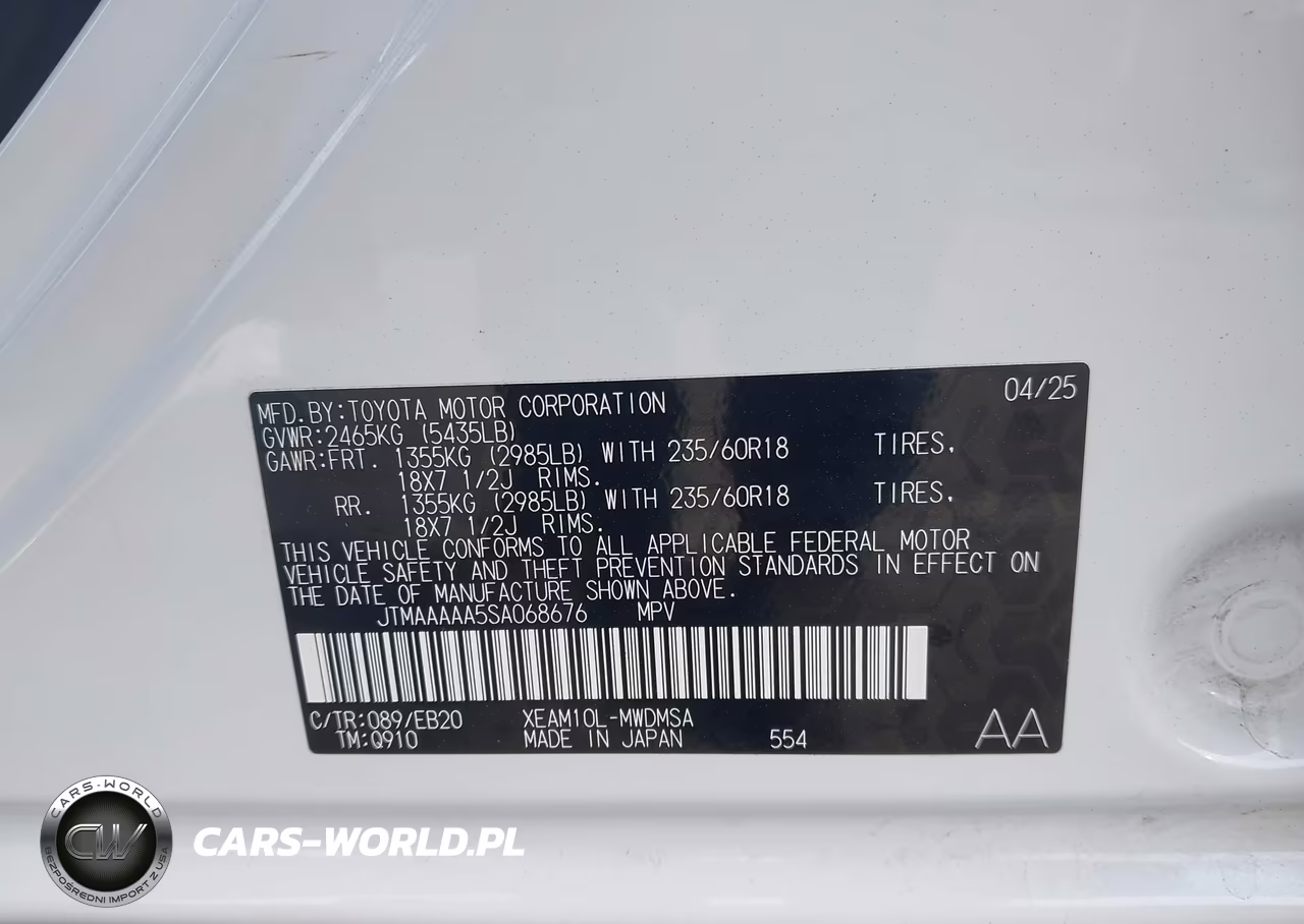 2025 Toyota Bz4X Xle VIN:JTMAAAAA5SA068676 - 9