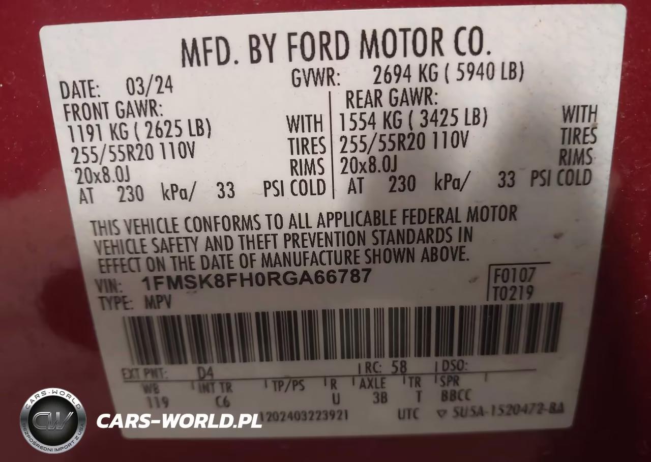2024 Ford Explorer Limited VIN:1FMSK8FH0RGA66787 - 9