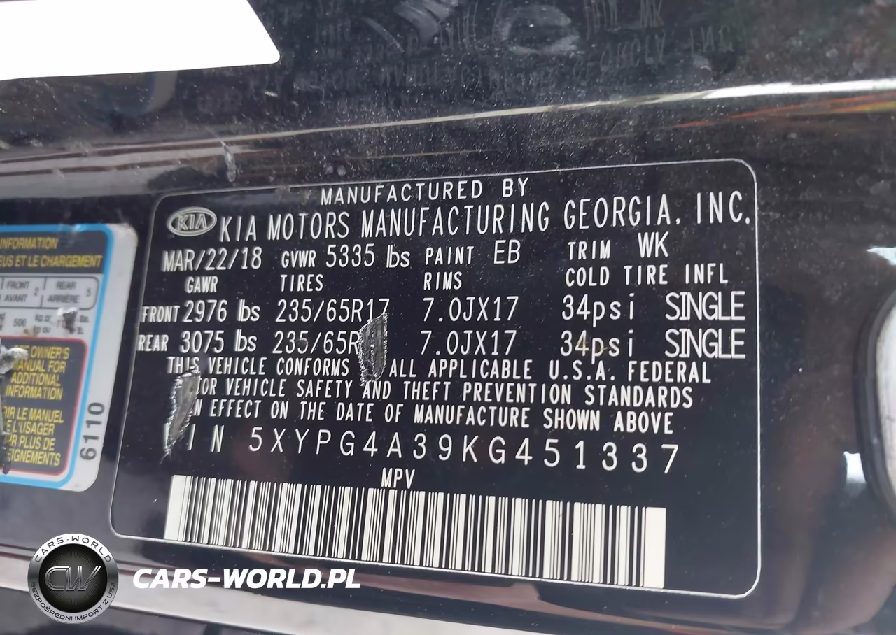 2019 Kia Sorento 2.4L L VIN:5XYPG4A39KG451337 - 9
