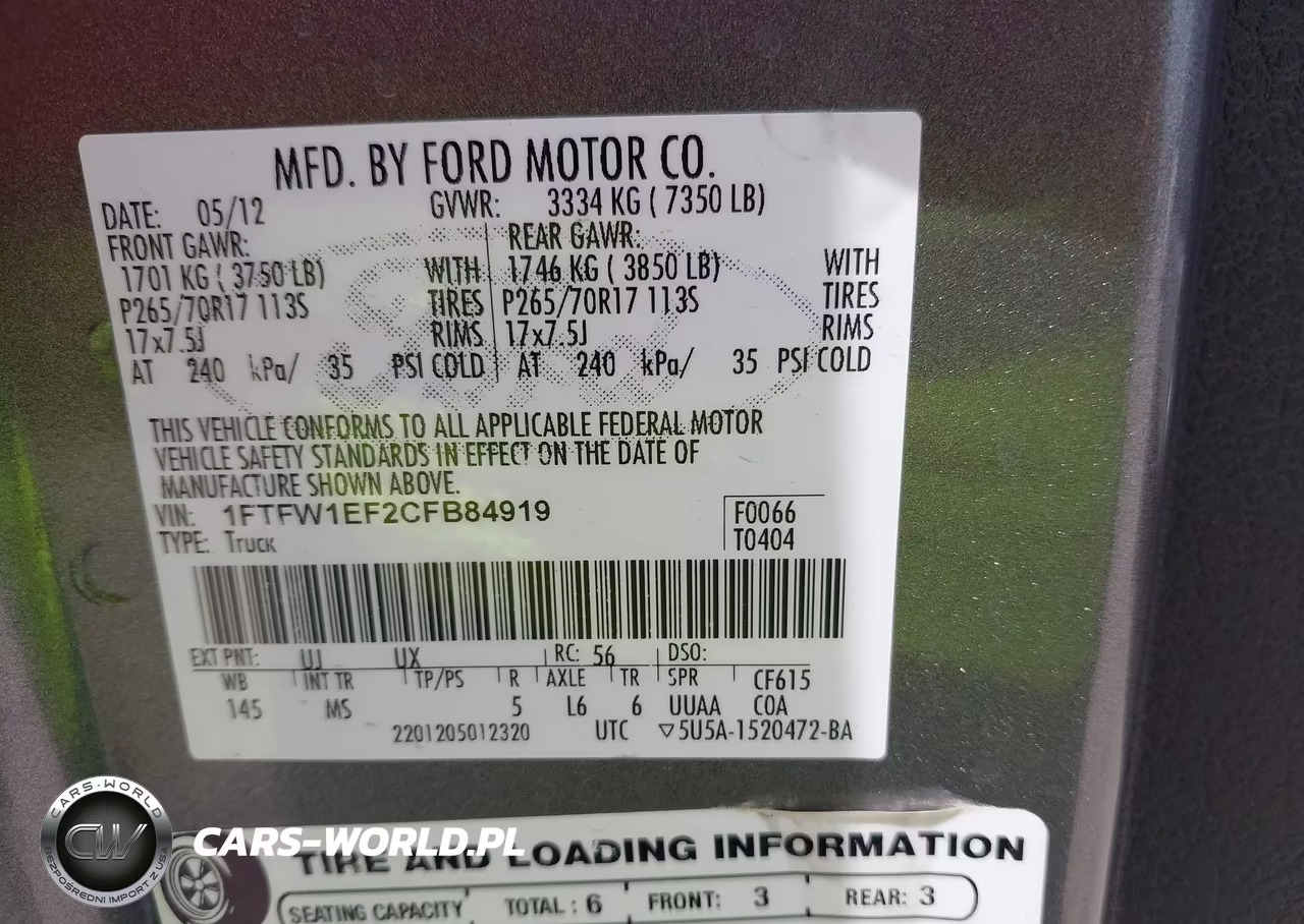 2012 Ford F-150 Xlt VIN:1FTFW1EF2CFB84919 - 9