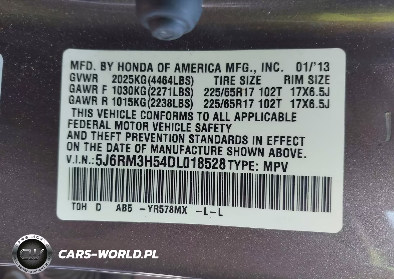 2013 Honda Cr-V Ex VIN:5J6RM3H54DL018528 - 9