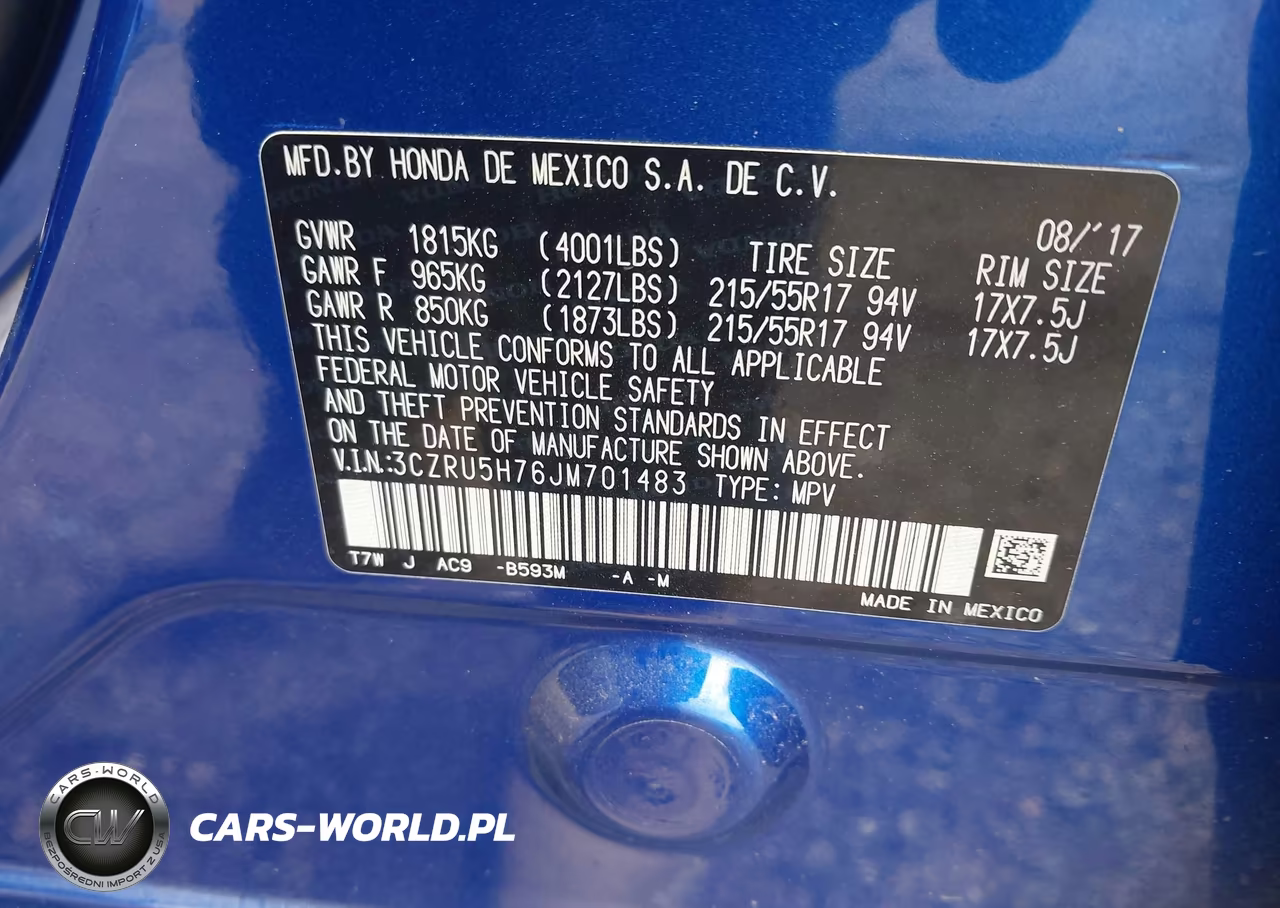 2018 Honda Hr-V Ex-L VIN:3CZRU5H76JM701483 - 9