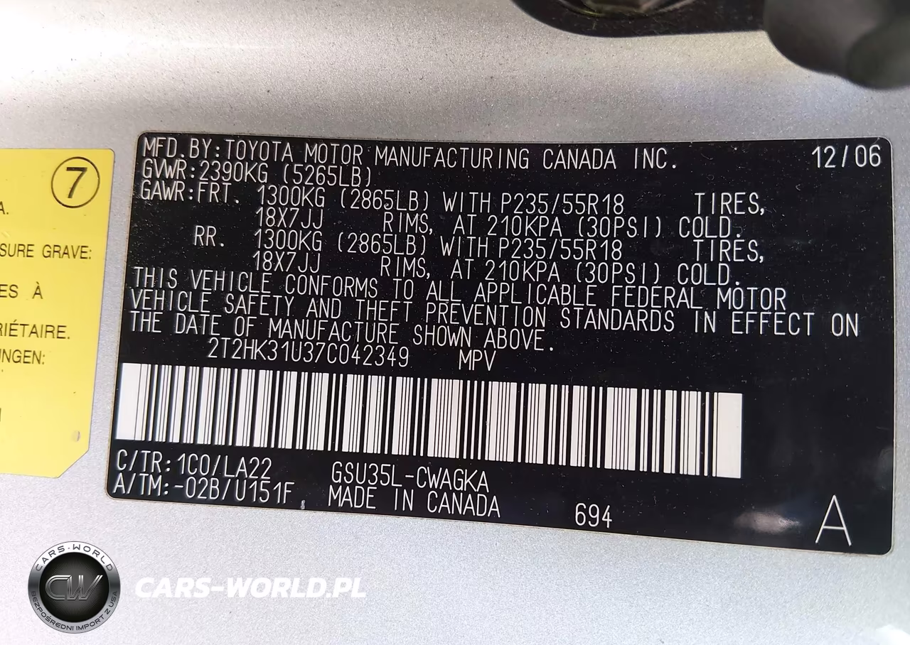 2007 Lexus Rx 350 VIN:2T2HK31U37C042349 - 9