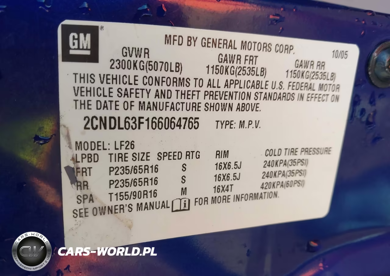 2006 Chevrolet Equinox Lt VIN:2CNDL63F166064765 - 9