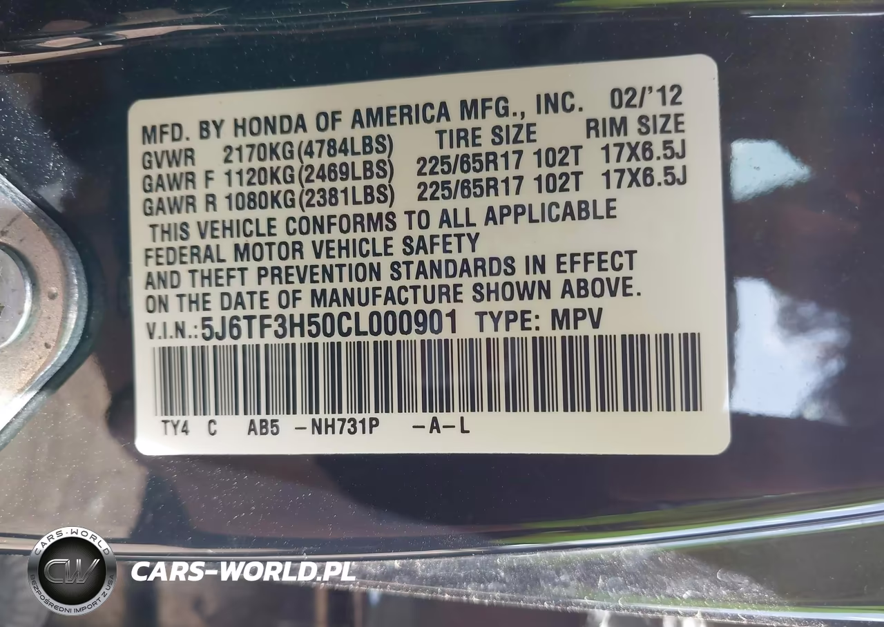 2012 Honda Crosstour 2.4 Ex-L VIN:5J6TF3H50CL000901 - 9