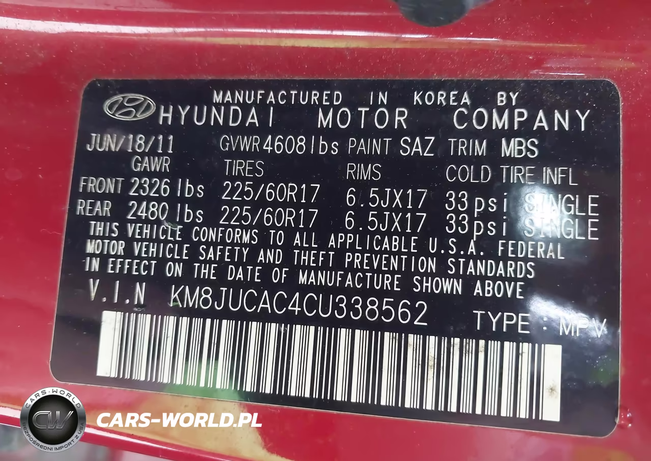 2012 Hyundai Tucson Gls VIN:KM8JUCAC4CU338562 - 9