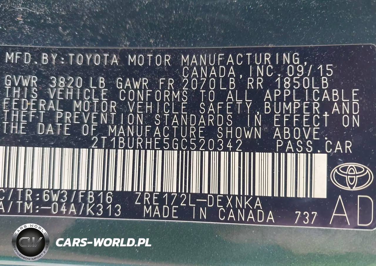 2016 Toyota Corolla Le VIN:2T1BURHE5GC520342 - 9