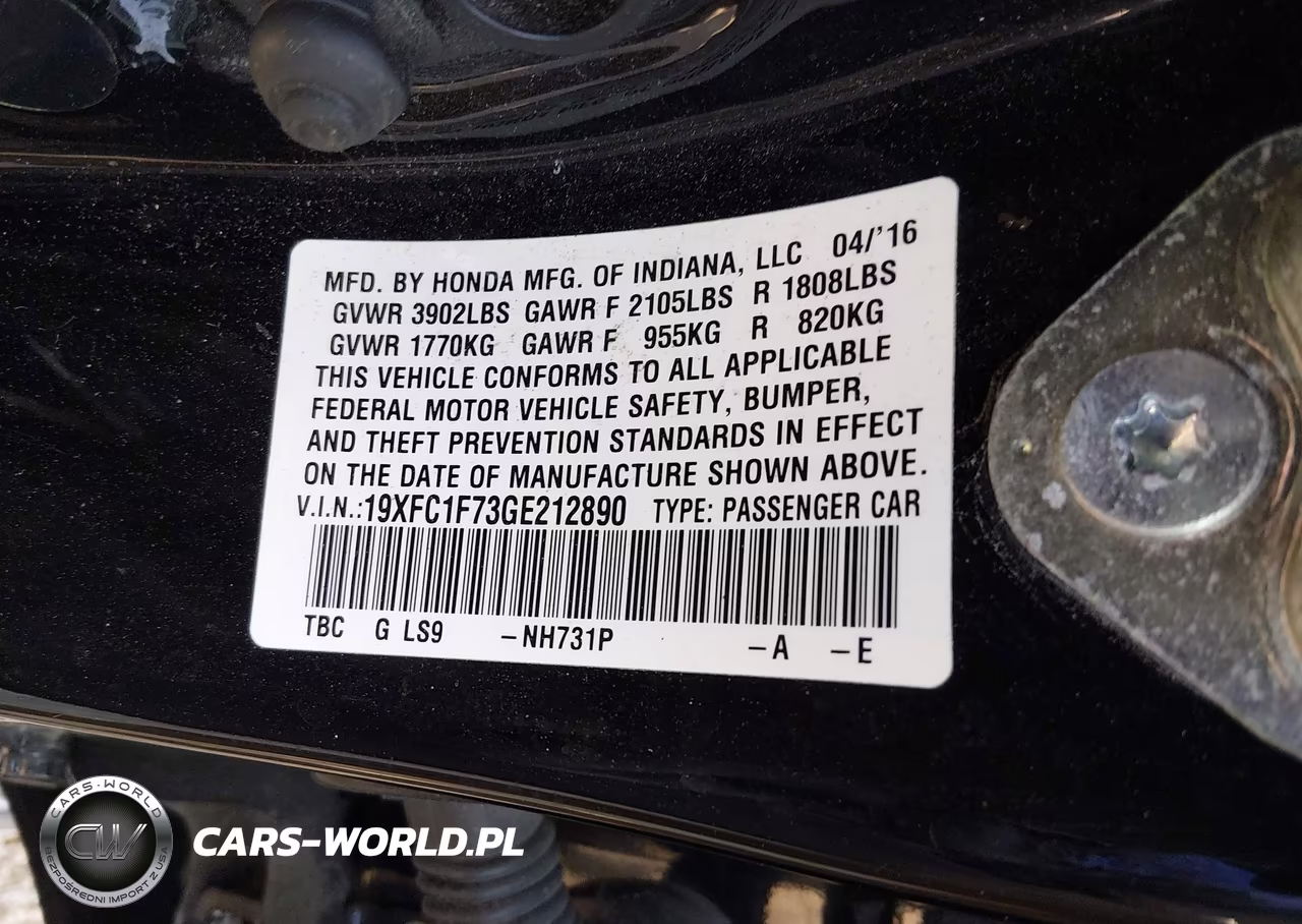 2016 Honda Civic Ex-L VIN:19XFC1F73GE212890 - 9
